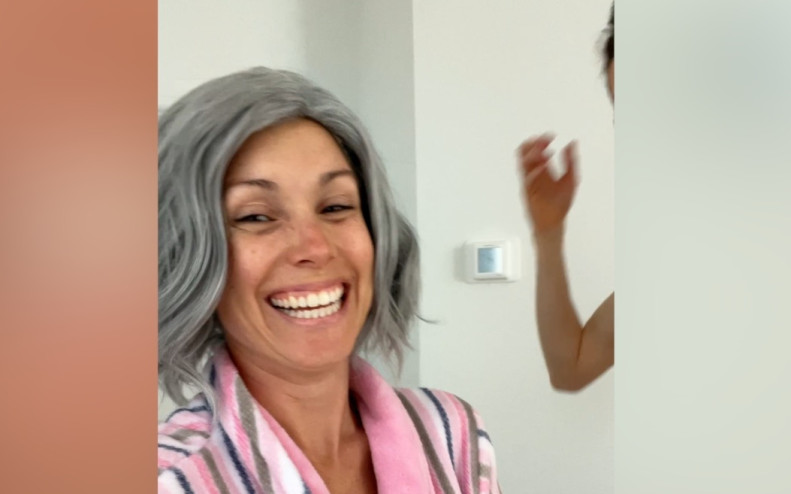 VLOG: Nude Mirror Selfie Gray Hair GILF Wig MasCOCK Sexy Time